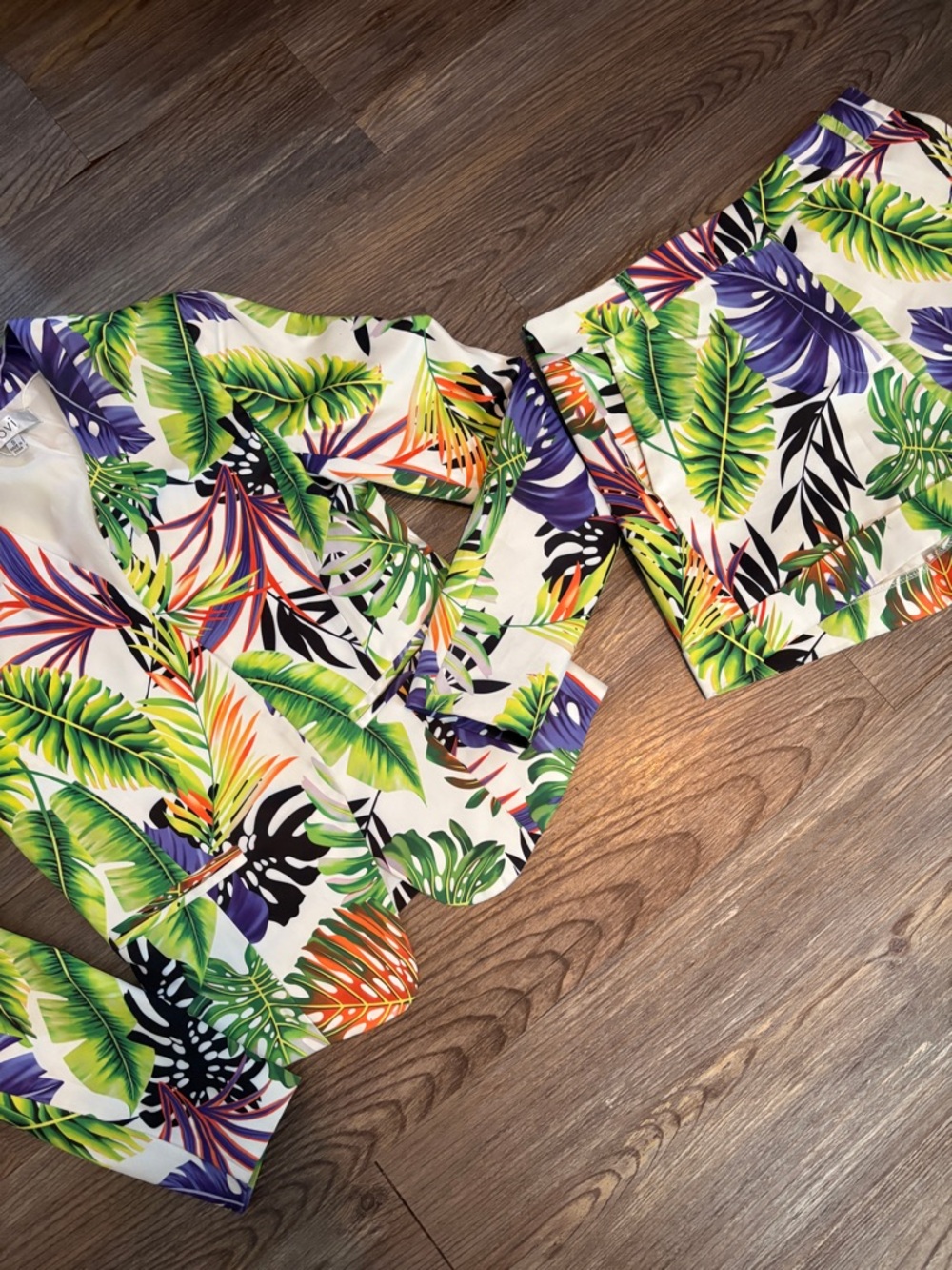 Ovi Blazer Shorts Set, Tropical Leaf , Multicolor